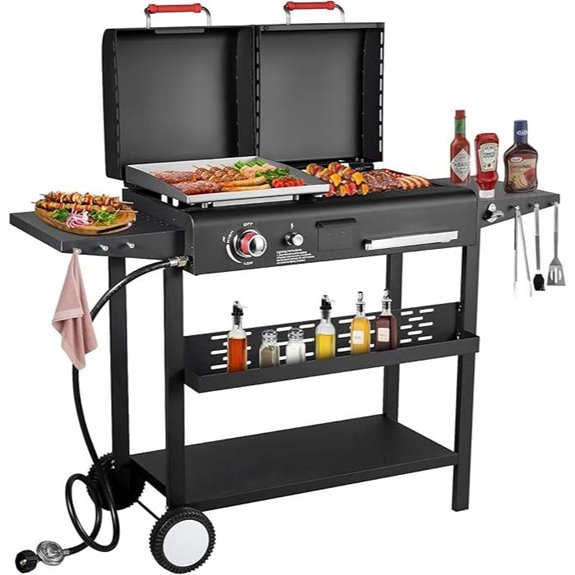 Propane & Charcoal Grill Combo with Flat Top