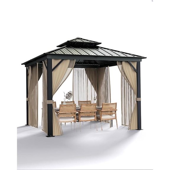 10x10 ft Heavy-Duty Gazebo with Curtains