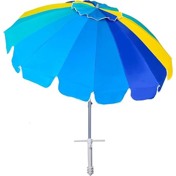 AMMSUN 7.5ft Heavy Duty Beach Umbrella with Sand Anchor