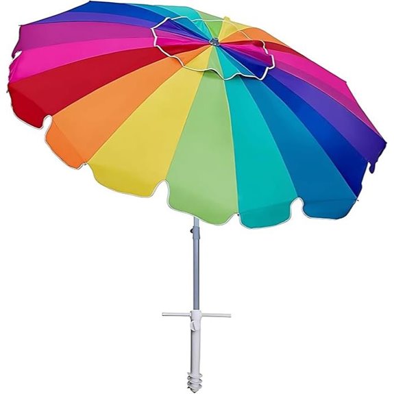 AMMSUN 7.5ft Heavy Duty Beach Umbrella with Sand Anchor