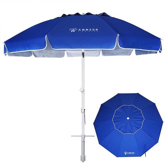 AMMSUN 8ft Heavy Duty Beach Umbrella with Sand Anchor