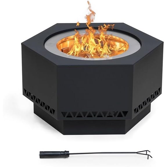 Sunjoy 26-Inch Hexagonal Smokeless Fire Pit with Cover