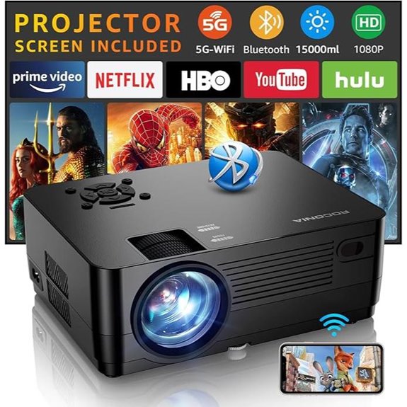 5G WiFi Bluetooth Native 1080P Home Theater Projector