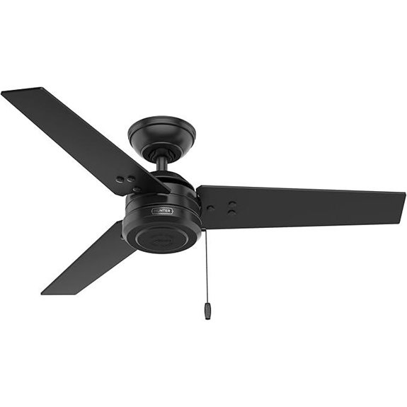 Hunter 44-Inch Matte Black Ceiling Fan Without Light