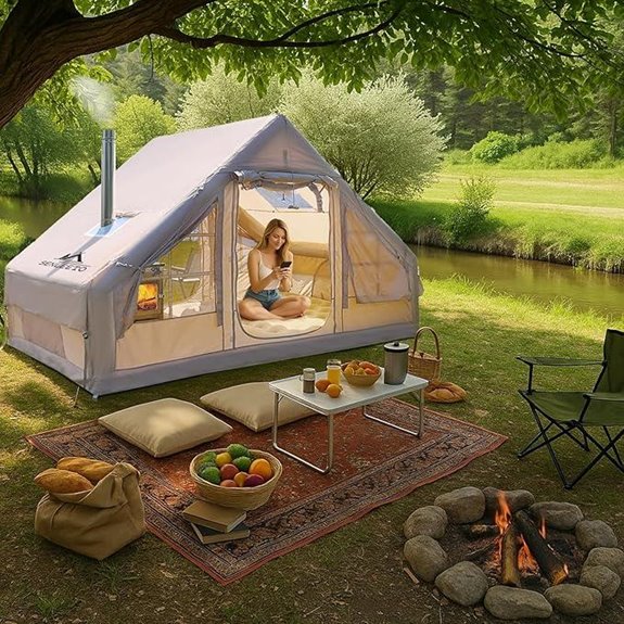 Inflatable Camping Tent for 4-6 People with Pump