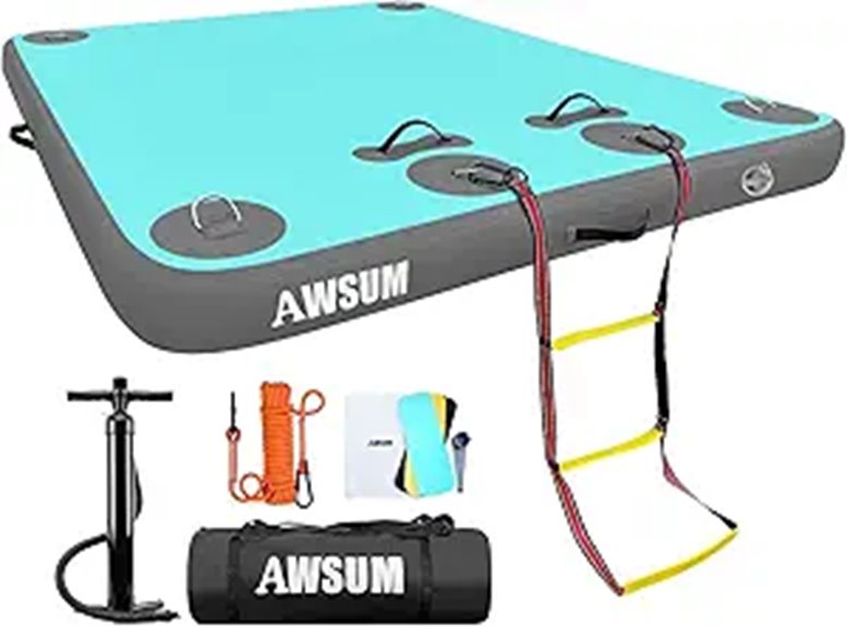 AWSUM Inflatable Floating Dock with Non-slip Surface