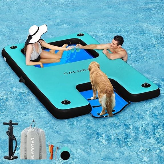 Inflatable Floating Dock with Mesh and Boat Ramp