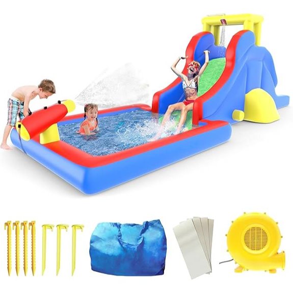 PicassoTiles Inflatable Kids Slide Park with Pool