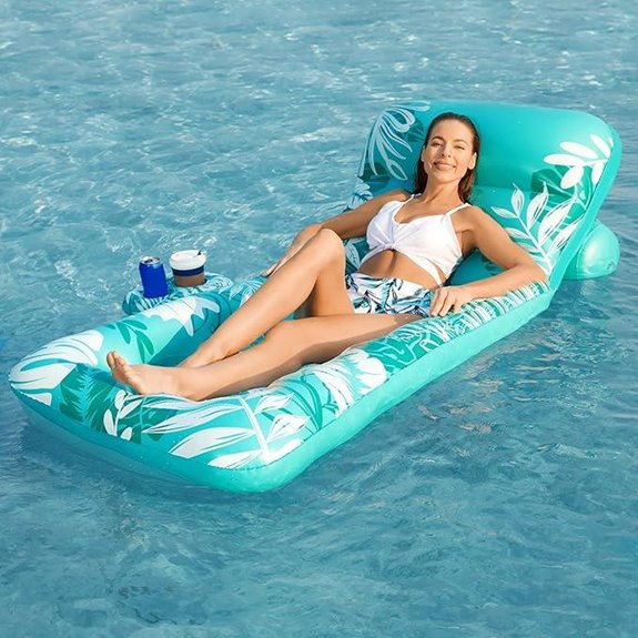 Jasonwell Inflatable Pool Float with Backrest and Cup Holders