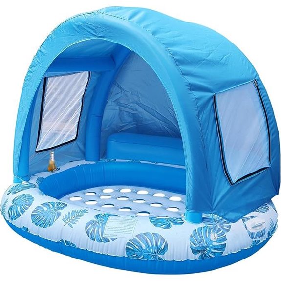 Inflatable Pool Float with Canopy and Cup Holder
