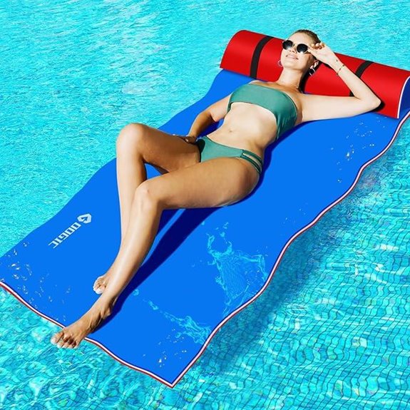 Floating Water Mat with Rolled Pillow and Foam Layers