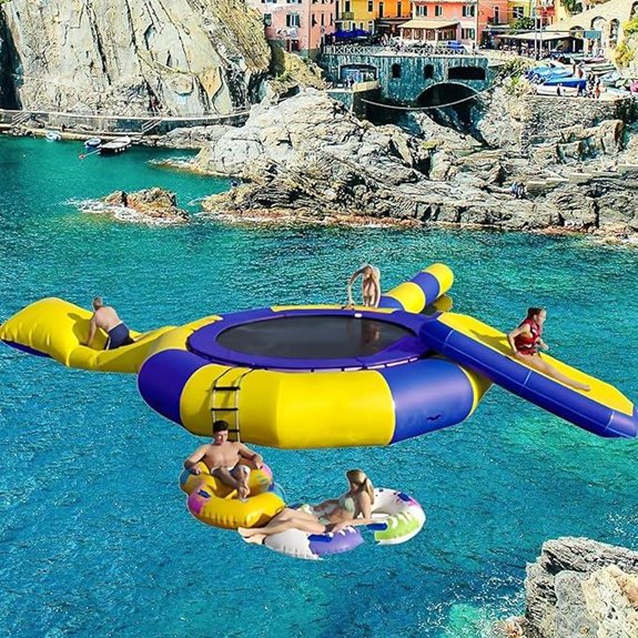 Inflatable Water Trampoline with Slide and Diving Pillow