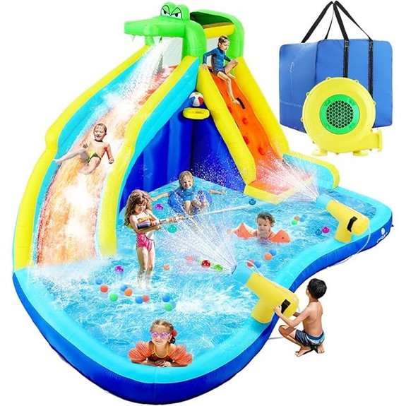 ROOJER Inflatable Water Slide Park with Splash Pool