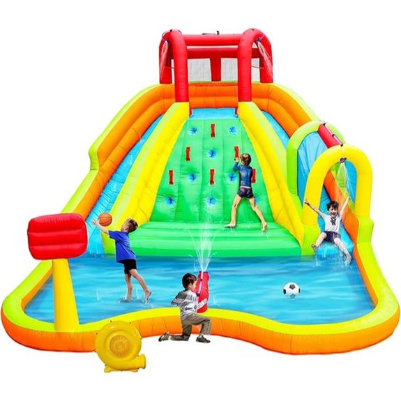 Inflatable Water Park with Slides and Water Gun