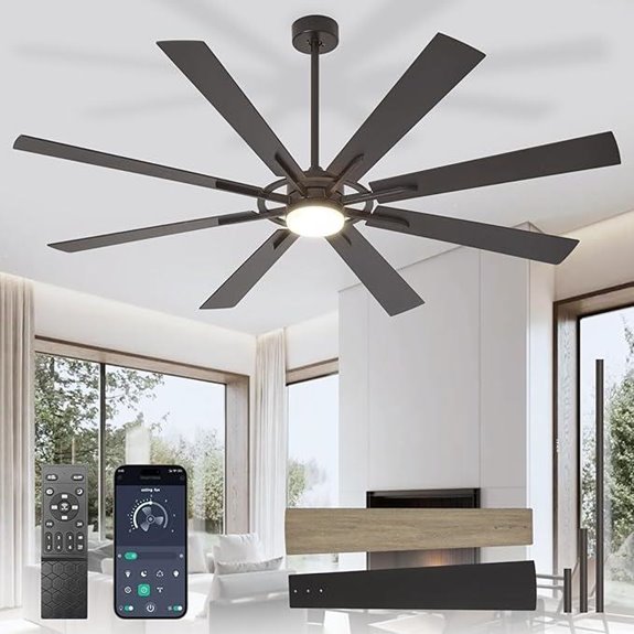 Large 72-Inch Ceiling Fan with Lights and Remote