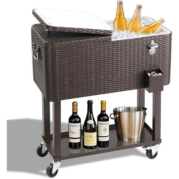 Outvita 80 Quart Rolling Ice Chest with Bottle Opener