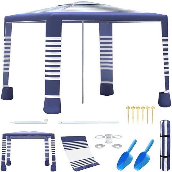 Large 8x8 Beach Canopy Sun Shelter for Families