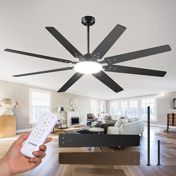 72-Inch Dimmable Ceiling Fan with Lights and Remote