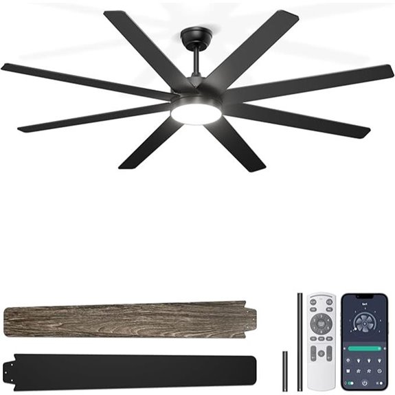 Large Black Ceiling Fan with Lights and Remote