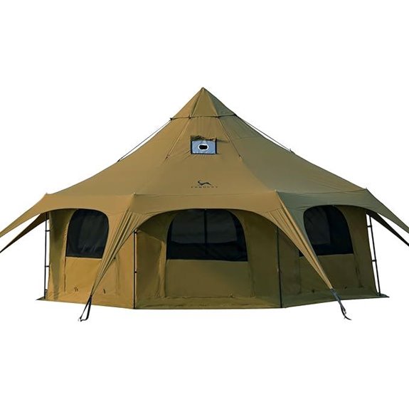 TOMOUNT Canvas Bell Tent with Stove Jack 16.4ft Diameter