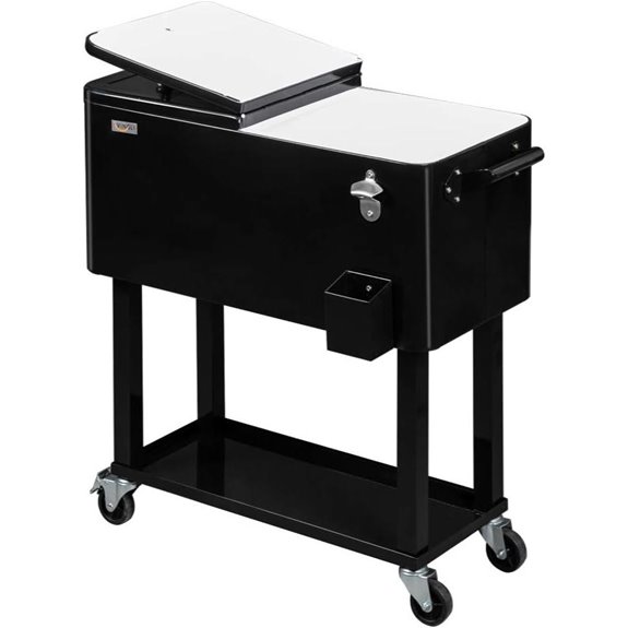 VINGLI 80 Quart Rolling Beverage Cooler with Shelf