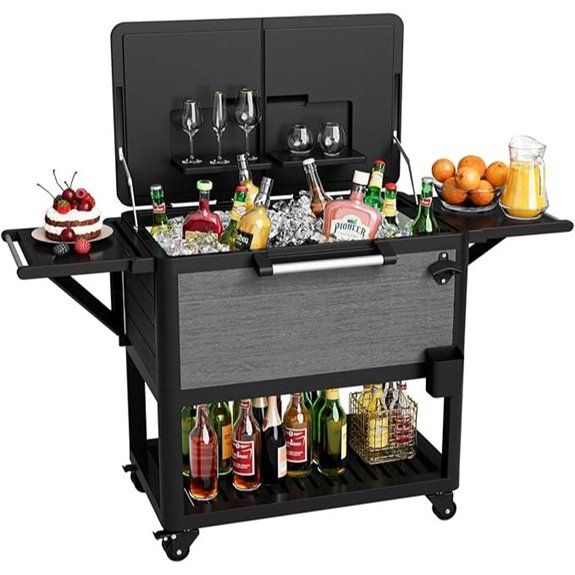 104 Quart Portable Rolling Ice Chest Cooler Cart