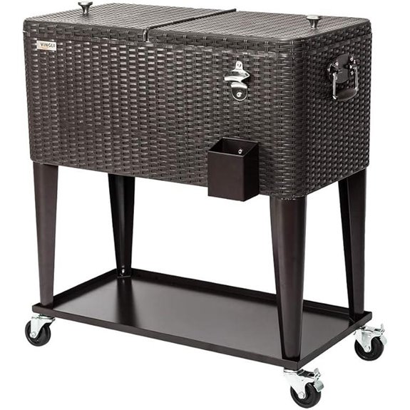 VINGLI 80 Quart Rolling Ice Chest with Bottle Opener