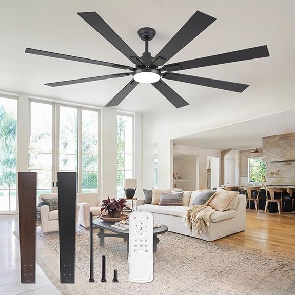 ZMISHIBO 72-inch Ceiling Fan with Lights & Remote