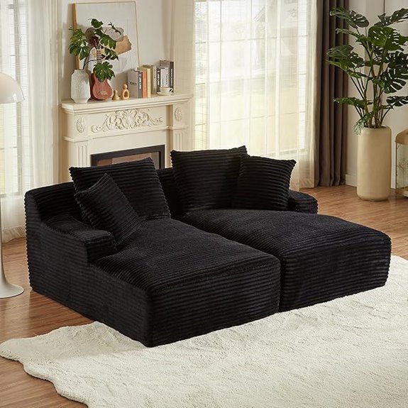 large corduroy sectional bed