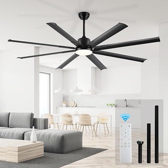 72-inch Industrial Ceiling Fan with Light and Remote
