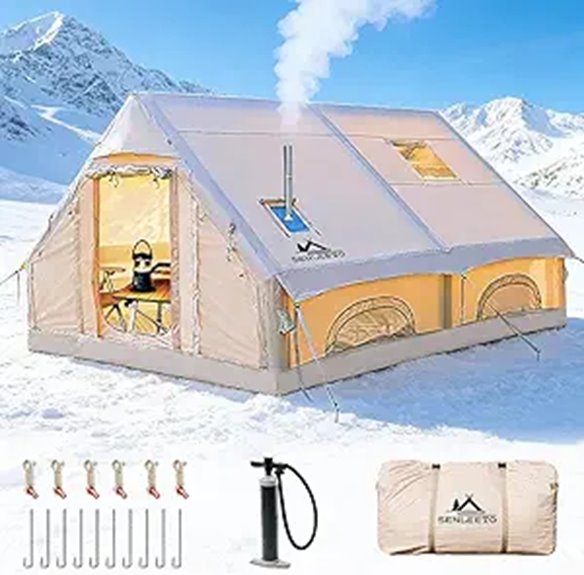 Inflatable 8-10 Person Camping Tent with Stove Jack