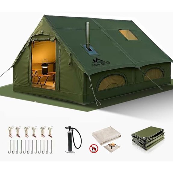 Inflatable Camping Tent for 8-10 People with Stove Jack