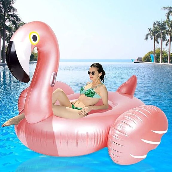 Giant Inflatable Flamingo Pool Float with Fast Valves
