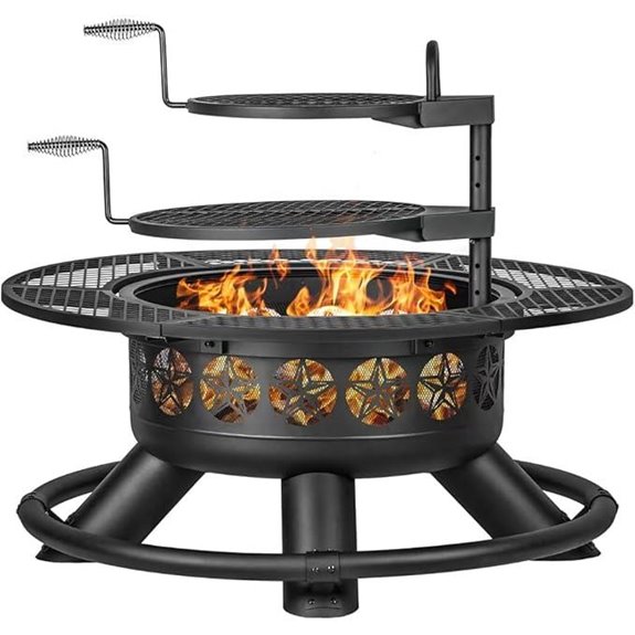 47-Inch Outdoor Fire Pit with Grill and Lid