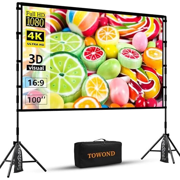 TOWOND 100-inch Outdoor Indoor Projector Screen