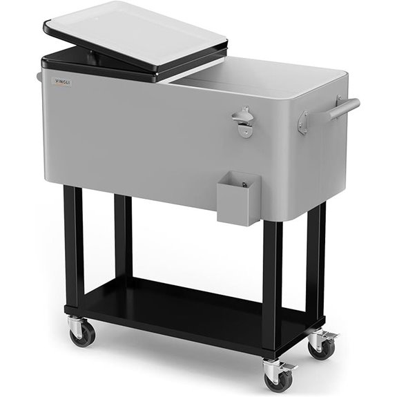 VINGLI 80 Quart Rolling Ice Chest with Bottle Opener