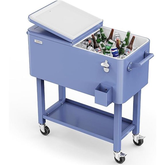 VINGLI 80 Quart Rolling Ice Chest with Bottle Opener