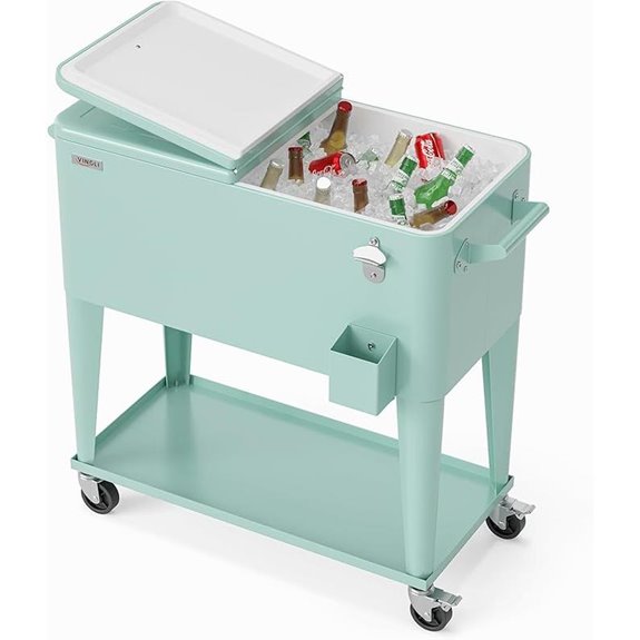 VINGLI 80 Quart Rolling Ice Chest with Bottle Opener