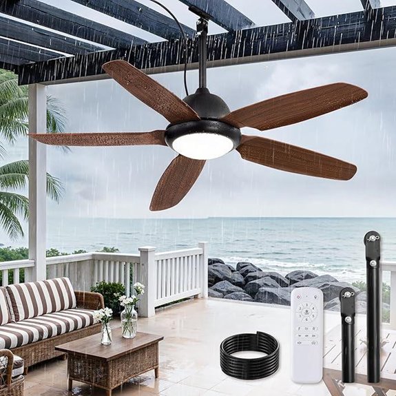 52-Inch Wet Rated Outdoor Ceiling Fan with Lights