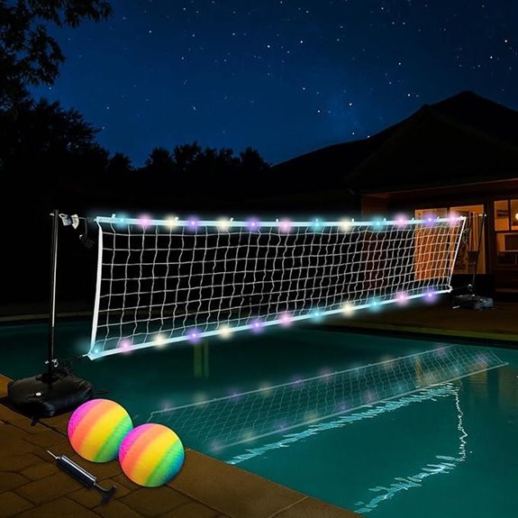 Pool Volleyball Net Set with LED Lights and Accessories
