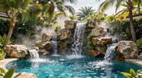 luxury pool waterfall designs