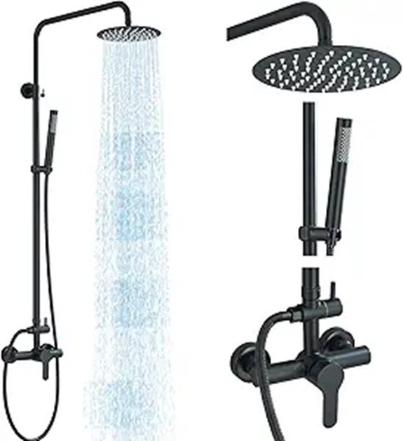 Matte Black Outdoor Shower System with Rain Head