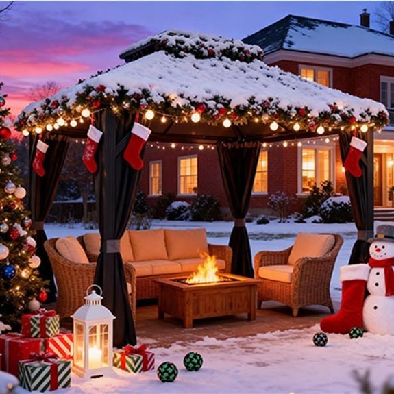 Endark 12x12FT Outdoor Metal Gazebo with Curtains