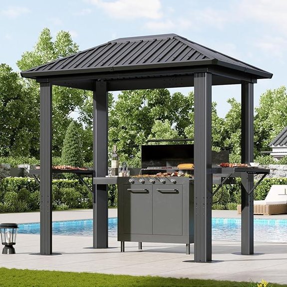 Aoxun 5x8 FT Metal Hardtop Gazebo with Shelves