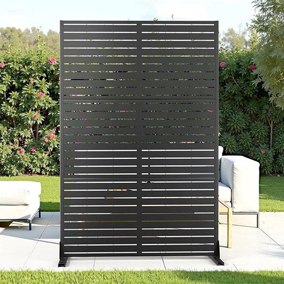 Metal Privacy Screen with Stand 72x47 Outdoor Panel