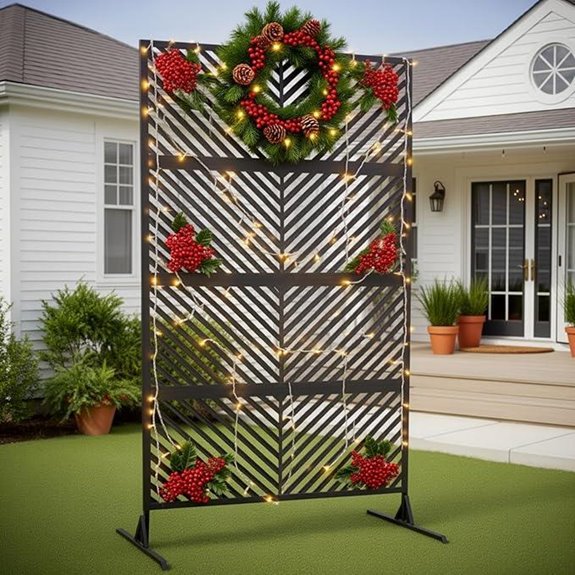 GarveeLife Metal Outdoor Privacy Screen with Stable Base