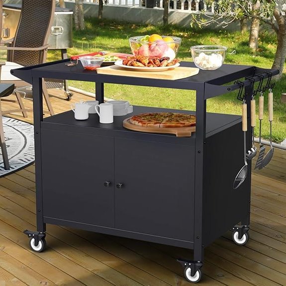 Outdoor Grill Cart with Storage and Hooks