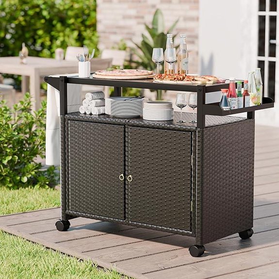 MU Outdoor Bar Cart with Storage and Wheels