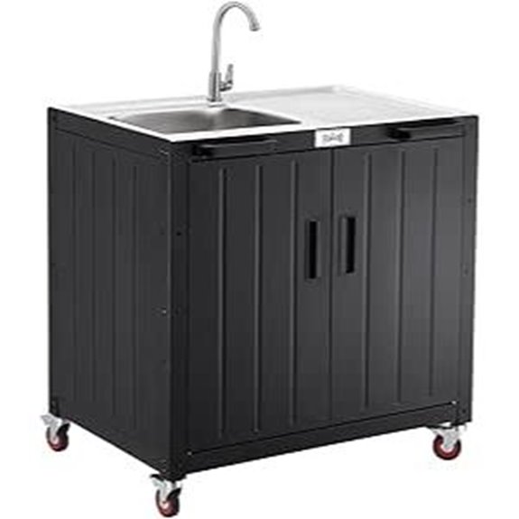 Freestanding Outdoor Grill Cart with Sink and Wheels