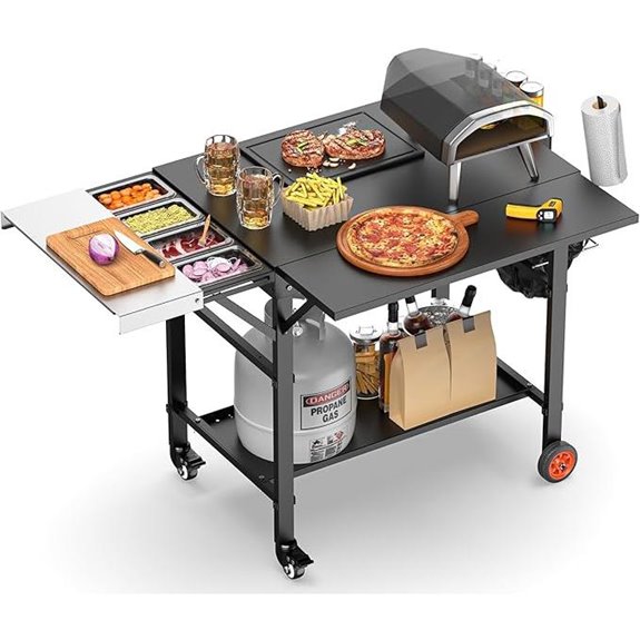Pizza Oven Cart with Wheels for Ooni and More